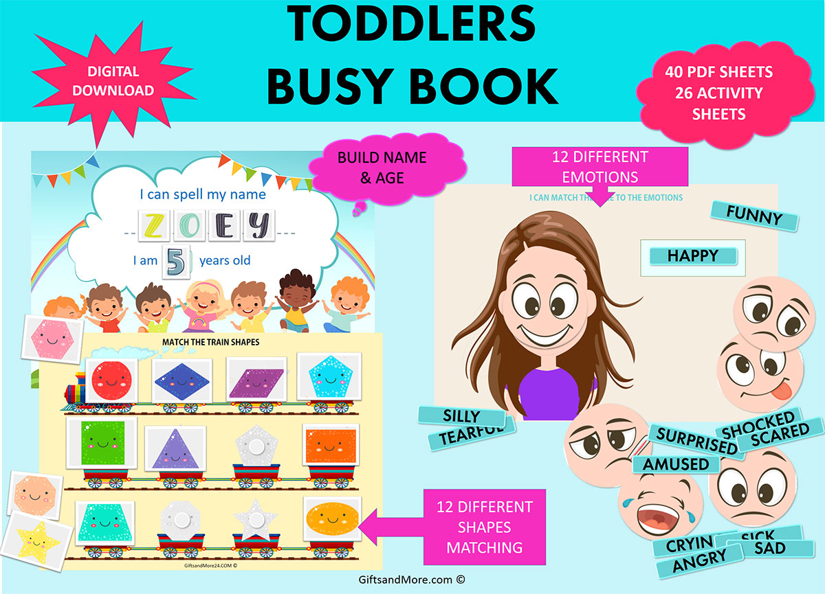 Preschool Learning Binder Toddler Busy Book Printable Quiet Book for Kids Counting & Matching Activity Tracing Practice Pre-K Busy Binder.