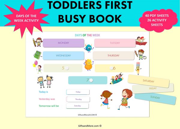 Preschool Learning Binder Toddler Busy Book Printable Quiet Book for Kids Counting & Matching Activity Tracing Practice Pre-K Busy Binder.