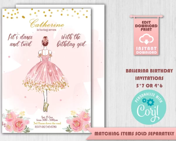 Ballerina Birthday Water Bottle Labels - Image 5