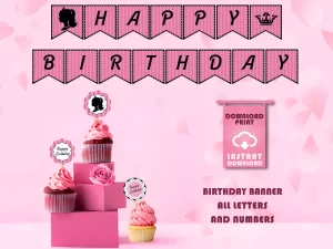 Pink Doll Birthday Banner