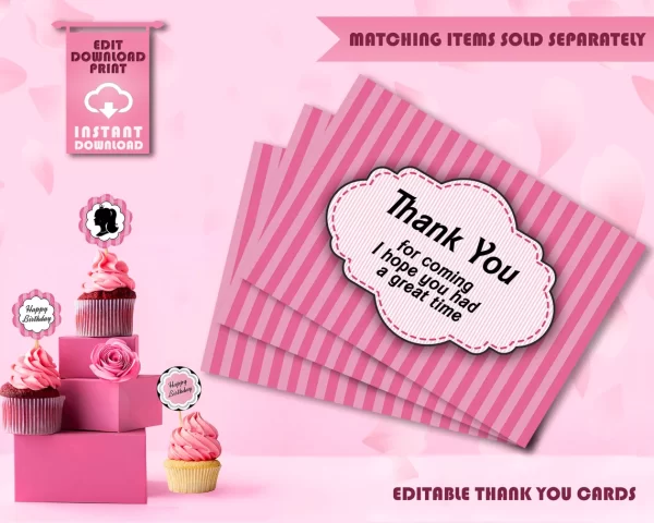 Pink Doll Birthday invitations