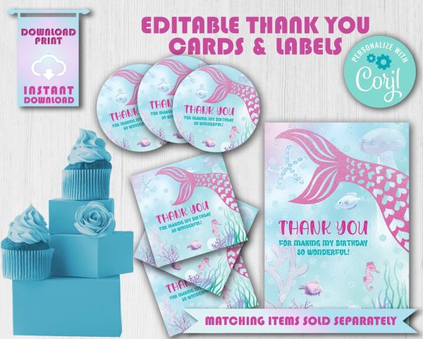 Blue Mermaid Birthday Invitation - Image 6