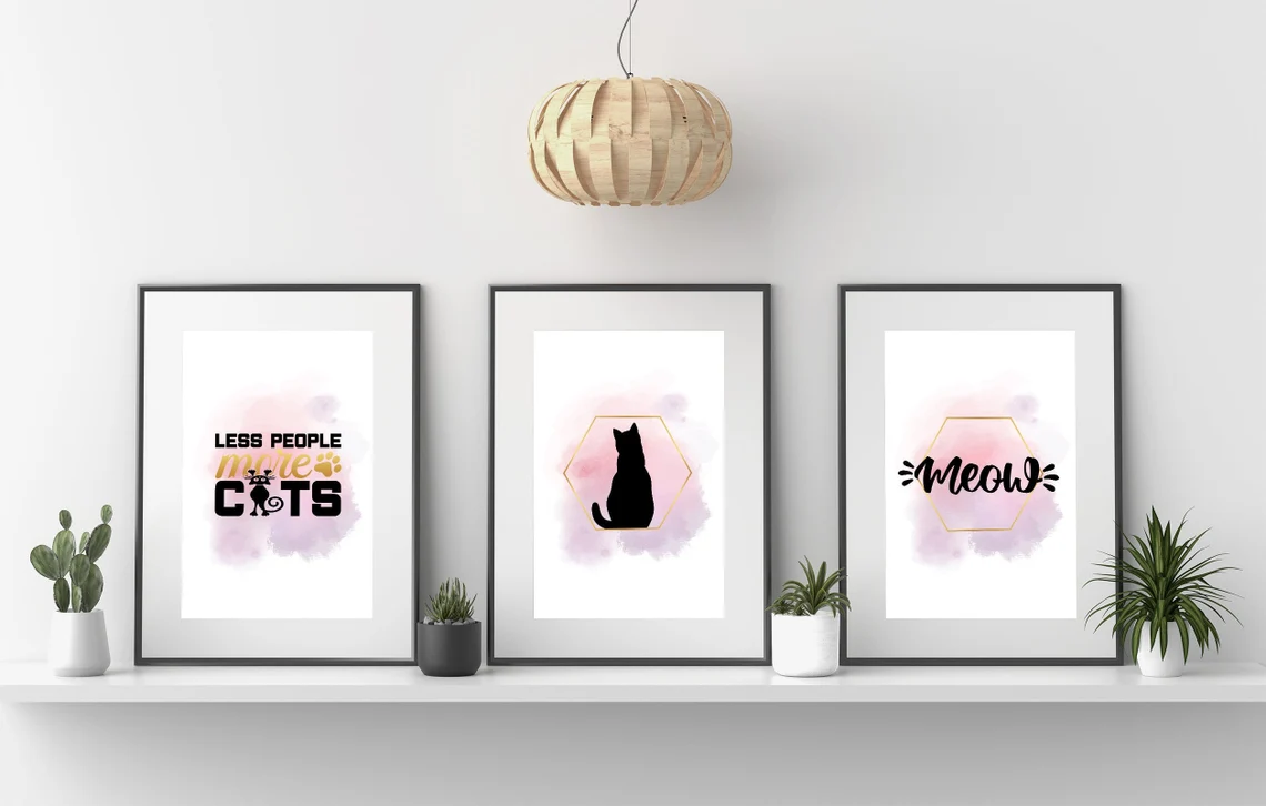 Cat Wall Art Set of 3 Printable Posters, Modern Printable & Funny Quotes -  Mizo World