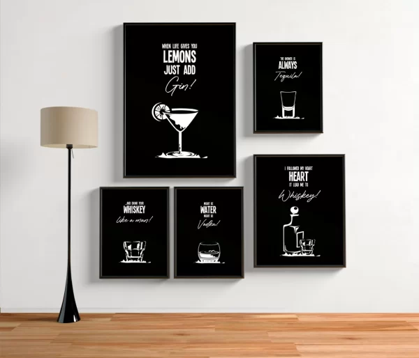 Digital poster download, Funny satirical alcohol quote Gin Martini Cocktail Glass illustration - Image 4