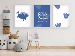 Dinosaur Wall Art Set of 3 Printable Posters for Baby Nursery