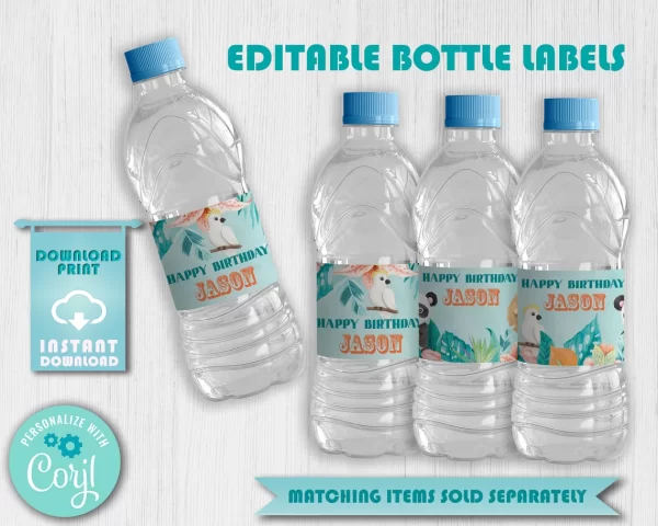 Editable Food Labels, Blue Safari Animal Birthday Theme - Image 4