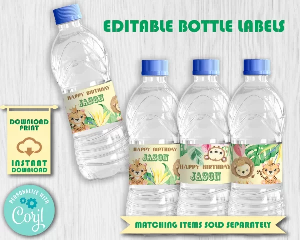 Editable Food Labels, Yellow Safari Animal Birthday Theme - Image 5