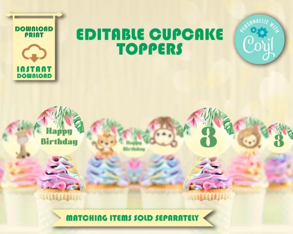 Editable Food Labels, Yellow Safari Animal Birthday Theme - Image 7
