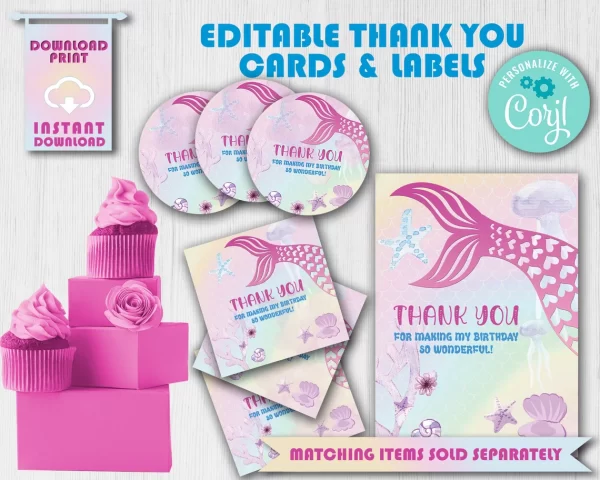 Pink Mermaid Birthday Invitation - Image 5