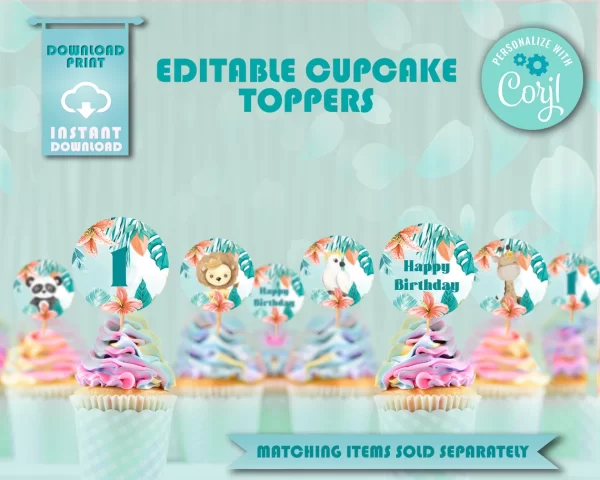 Safari Birthday Banner,  Blue Safari Animals Birthday Theme - Image 9