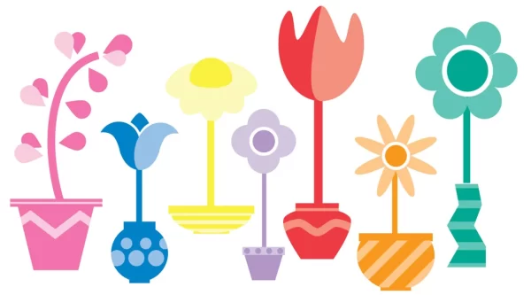 Simple Clip Art Flowers and Pots Stickers