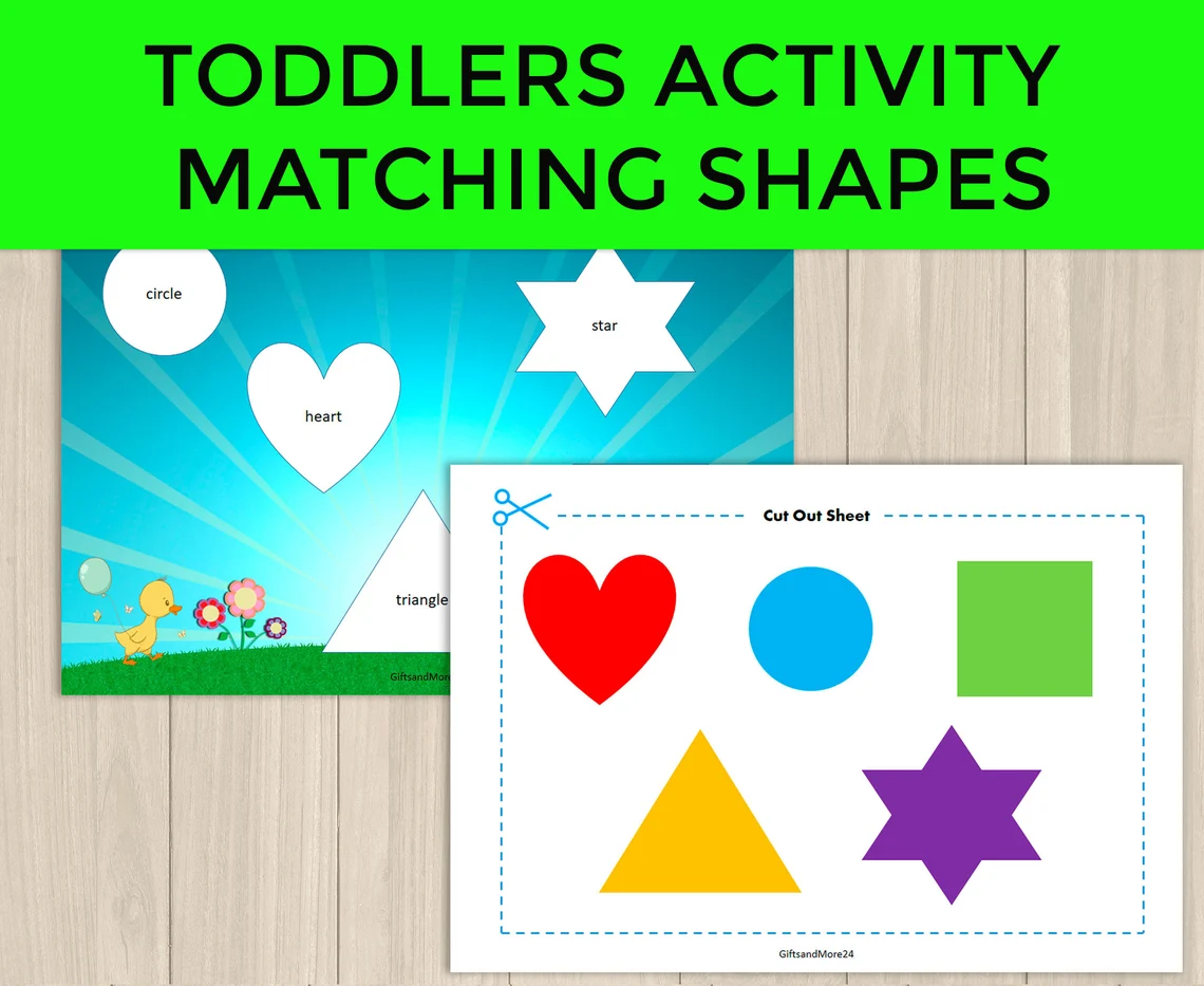 Shapes Matching game, Shape Matching Activity for Toddlers, Learning Shapes  Toddler Busy Book pintable Homeschool toddler printable activity