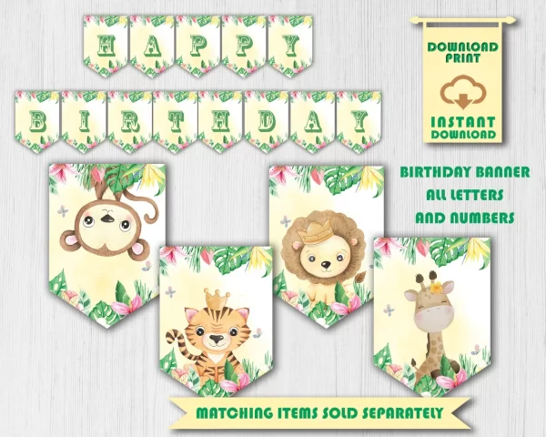 Yellow Safari Theme Cupcake Toppers - Image 3