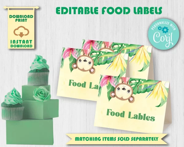 Yellow Safari Theme Cupcake Toppers - Image 5