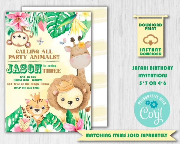 Yellow Safari Theme Cupcake Toppers - Image 6