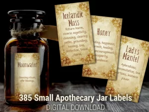 389 Small Vertical Witchy Apothecary Jar Labels- digital