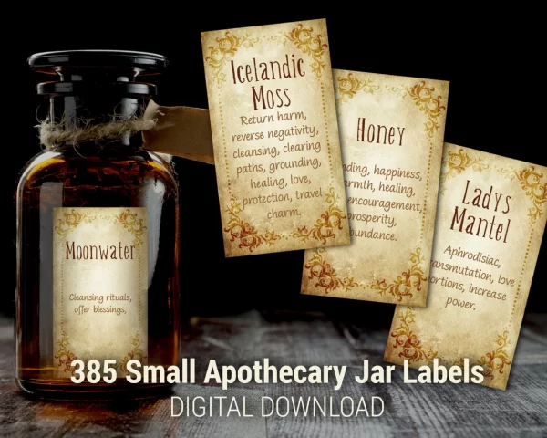 389 Small Vertical Witchy Apothecary Jar Labels- digital