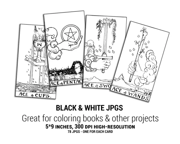 78 Raider Waite Tarot Cards Vector-PNG, JPG Digital Download-4