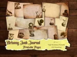 Alchemy Junk Journal Lined Pages printable downloads