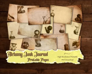 Alchemy Junk Journal Lined Pages printable downloads