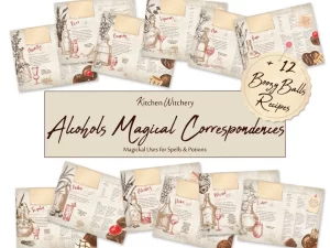 Alcohol Magical Correspondence- digital download for your grimoire pages, kitchen witchery