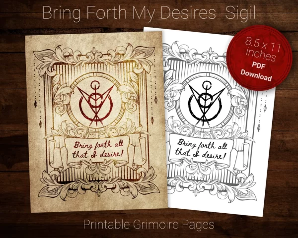 Bring Forth All My Desires Sigil Chaos Magick printable grimoire pages