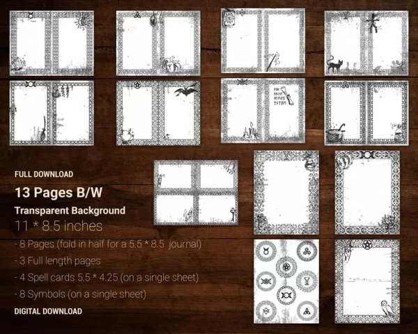 printable craft supplies & tools Blank Grimoire Pages