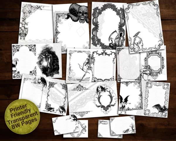 printable Demon & Lace Blank Grimoire Pages