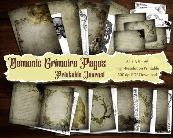 printable Demon & Lace Blank Grimoire Pages