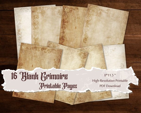 printable Floral Grimoire Blank Pages