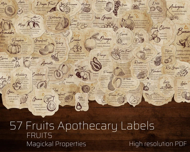 Fruit Apothecary Label printable black and white and in color