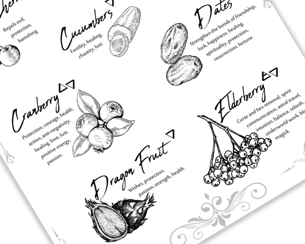 kitchen witchery printable fruits Magickal properties in witchcraft