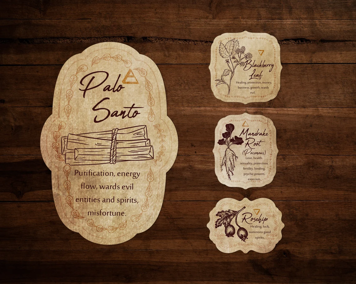printable Herb & Spices v4 Apothecary Label Set for kitchen witchery