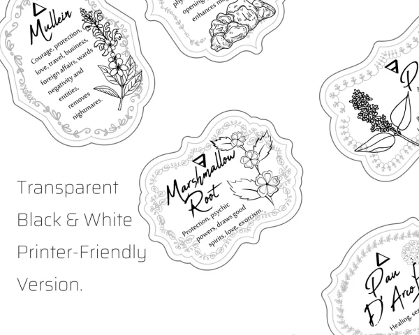 printable Herb & Spices v4 Apothecary Label Set for kitchen witchery