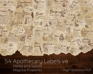 printable Herb & Spices v4 Apothecary Label Set for kitchen witchery