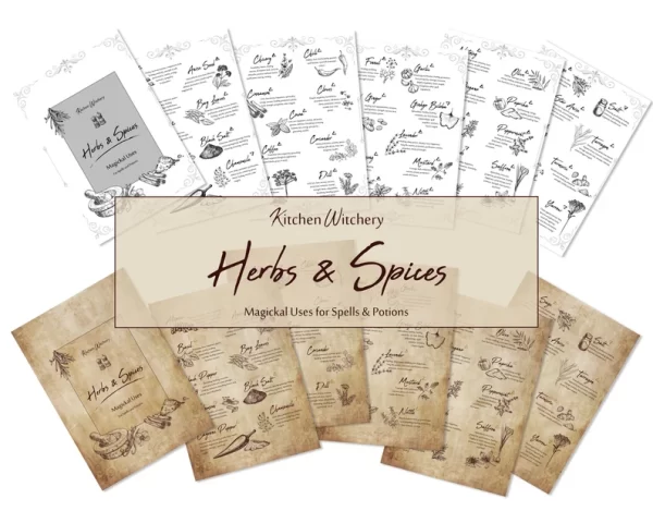 printable Herbs & Spices v5 Magickal Uses Kitchen witchery