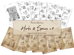 printable Herbs & Spices v5 Magickal Uses Kitchen witchery