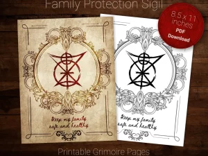 Keep my family safe and healthy Sigil printable grimoire page