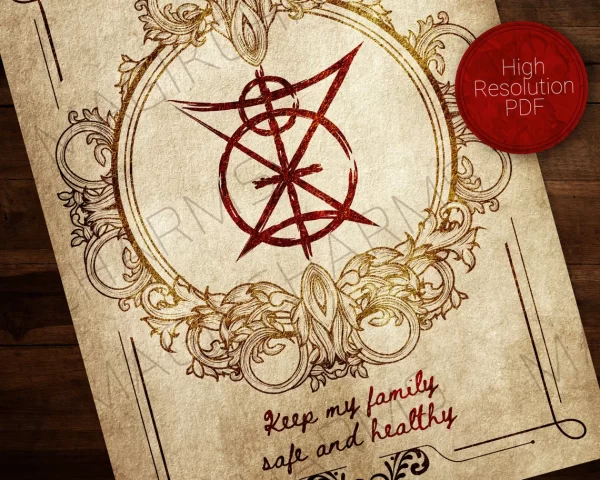 Keep my family safe and healthy Sigil printable grimoire page