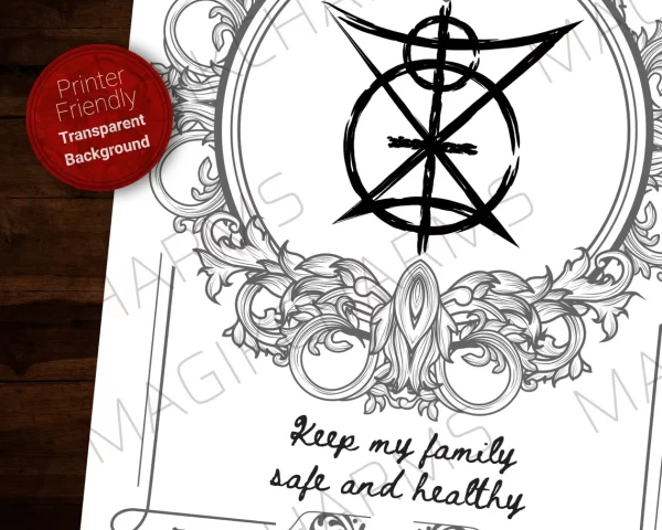 Keep my family safe and healthy Sigil printable grimoire page