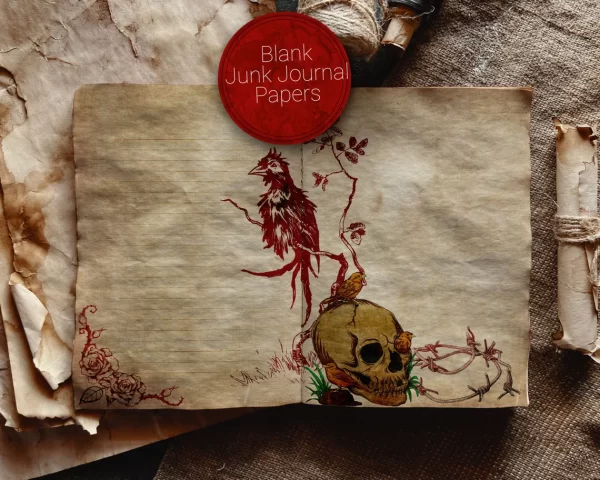 Ravens, Roses, & Craniums Printable Junk Journal Sheets-9