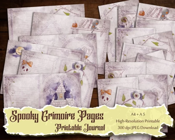 printable Spooky Grimoire Pages A5 Book of Shadows
