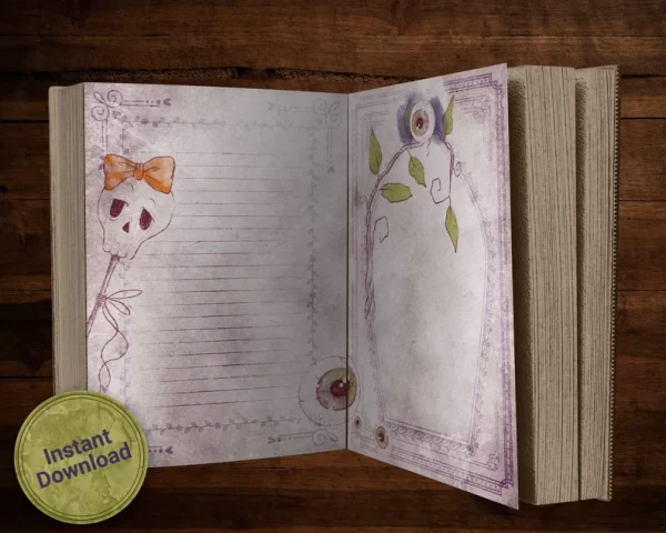 printable Spooky Grimoire Pages A5 Book of Shadows