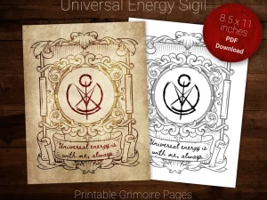 Universal energy is with me always Sigil Chaos Magic printable grimoire page