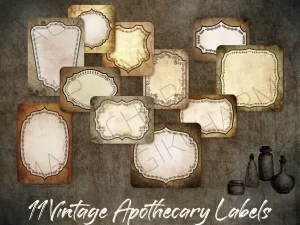 Vintage Apothecary Label Set for printing